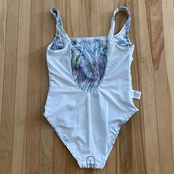 NACRE Voyage Tank One-Piece Swimsuit Pastel Watercolor Bird Print - Sz M-L - Picture 10 of 15